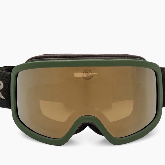 Moncler Army Green Gold Ski Snow Goggles New Never Worn W/Original Case - Picture 8 of 13